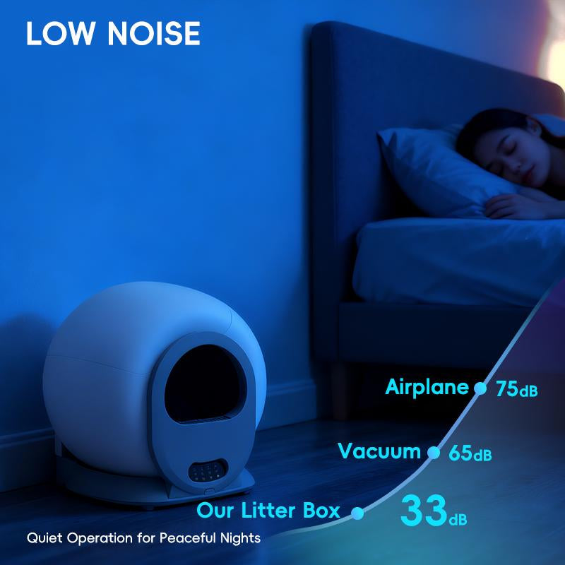 Automatic Cleaning Cat Litter Box Smart Low-Noise 65L Self-Cleaning Cat Litter Box APP Control Cat Potty Equipped with Smart Sensor Timing Function Safety Protection Easy Maintenance One-Button Disassembly Easy to Set up and Clean Itter Box