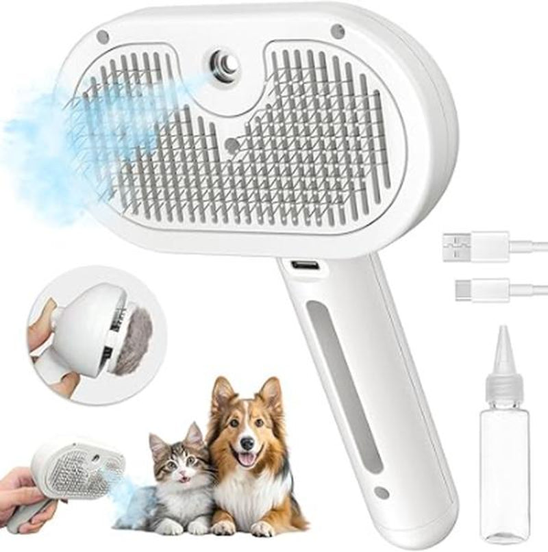 Multifunctional Steam Pet Hair Brush, Self Cleaning Pet Grooming Comb for Dogs, Detangling Massage Tool for Long Short Hair