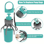 Portable Dog Pooper Scooper Outdoor Pet Waste Pick-Up Cleaner Built-In Garbage Bag Handheld Pet Poop Grabber No Touch Design