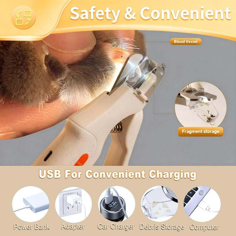 Pet Nail Grinder, Multifunctional Dog Nailtrimmerand Cat Nail Trimmer Kit, Ultra Quietelectric Petnail Grinder, Rechargeable, Suitable Fortrimmingsmall and Large Dogs, with a 4-Hourbattery Life Pet Hair