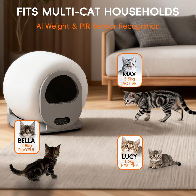 Automatic Cleaning Cat Litter Box Smart Low-Noise 65L Self-Cleaning Cat Litter Box APP Control Cat Potty Equipped with Smart Sensor Timing Function Safety Protection Easy Maintenance One-Button Disassembly Easy to Set up and Clean Itter Box