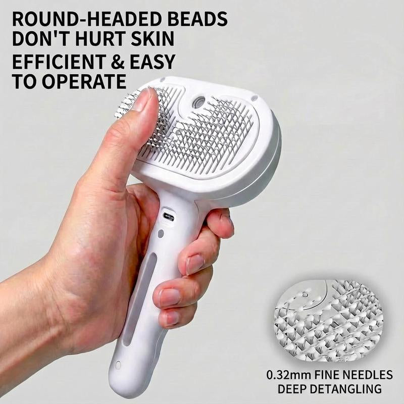 Multifunctional Steam Pet Hair Brush, Self Cleaning Pet Grooming Comb for Dogs, Detangling Massage Tool for Long Short Hair