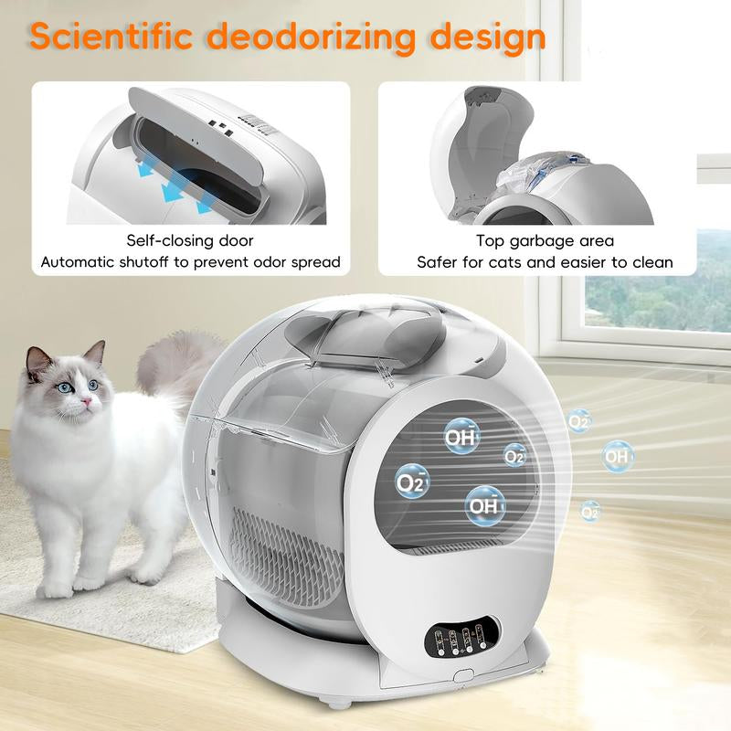 Automatic Cleaning Cat Litter Box Smart Low-Noise 65L Self-Cleaning Cat Litter Box APP Control Cat Potty Equipped with Smart Sensor Timing Function Safety Protection Easy Maintenance One-Button Disassembly Easy to Set up and Clean Itter Box
